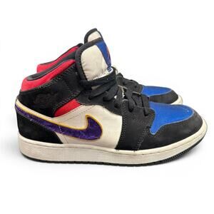 Nike Air Jordan 1 Mid GS Multi Color Youth Size 5Y Sneakers BQ6931-005 Used